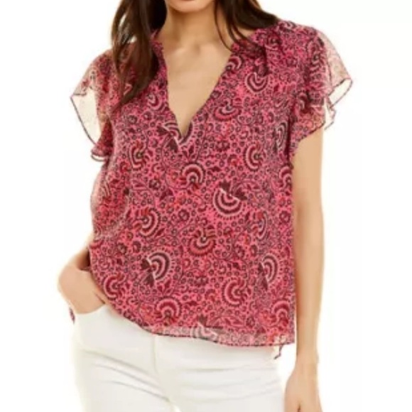 A.L.C. Women's Pink June Floral Paisely Silk Top Size 8 - Picture 1 of 7